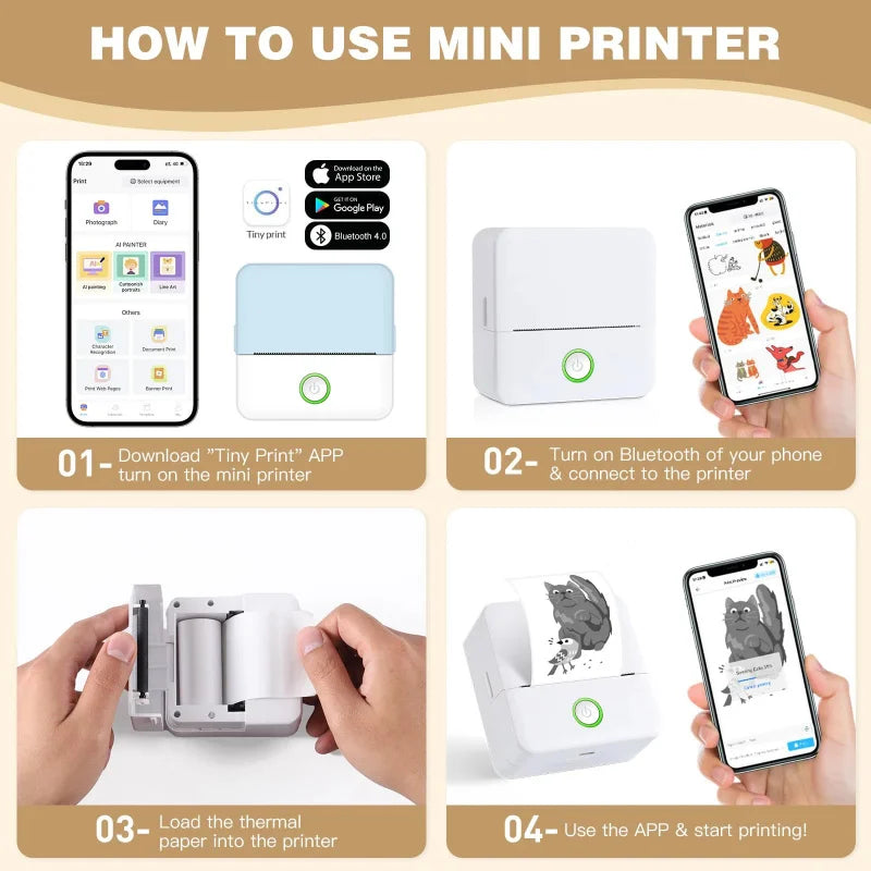 Mini Impressora Térmica Portátil Bluetooth - Sem Tinta