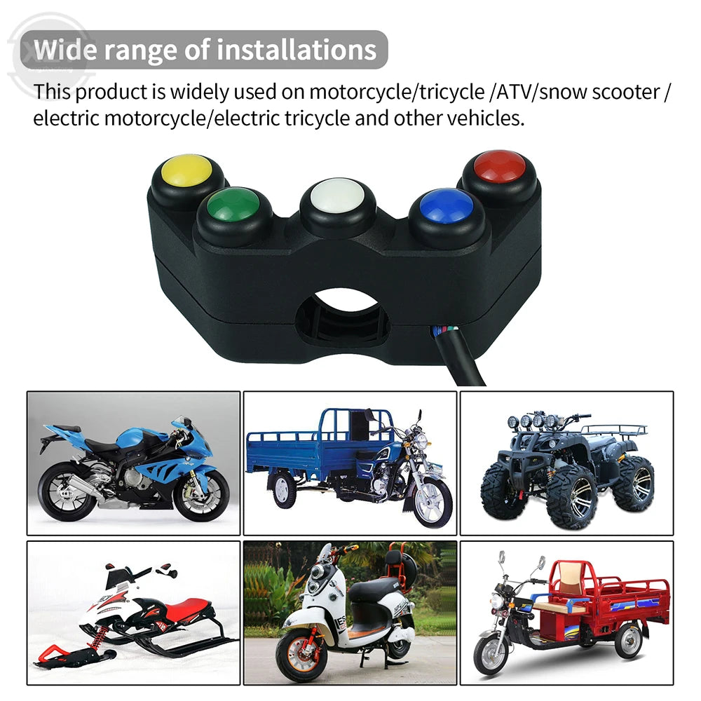 Bloco De Interruptores Para Guidão Moto E Bike Elétrica 5 Funções